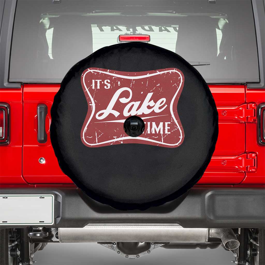 Funny It's Lake Time Spare Tire Cover Lake Life Summer Vacation TS11 Black Print Your Wear