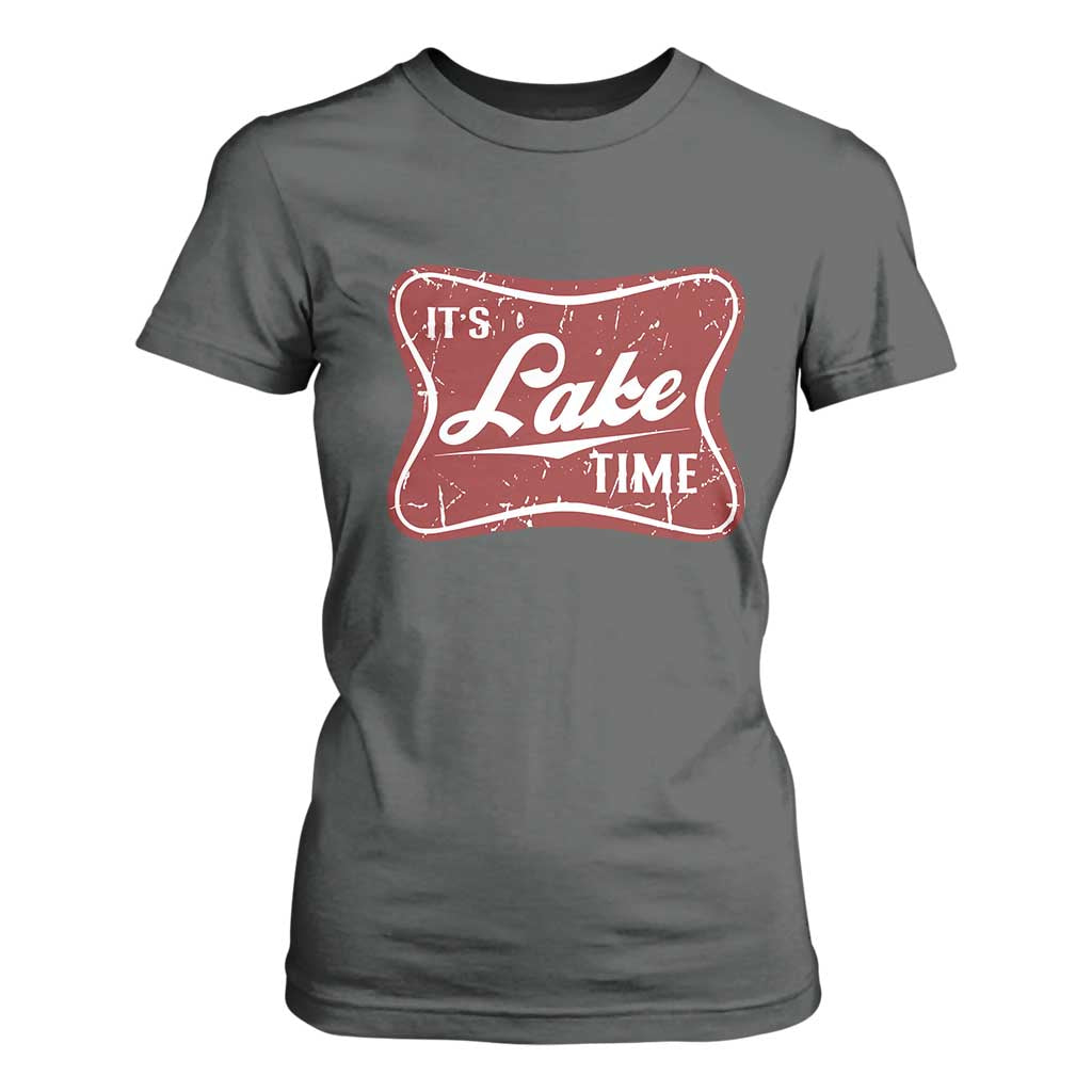 Funny It's Lake Time T Shirt For Women Lake Life Summer Vacation TS11 Dark Heather Print Your Wear