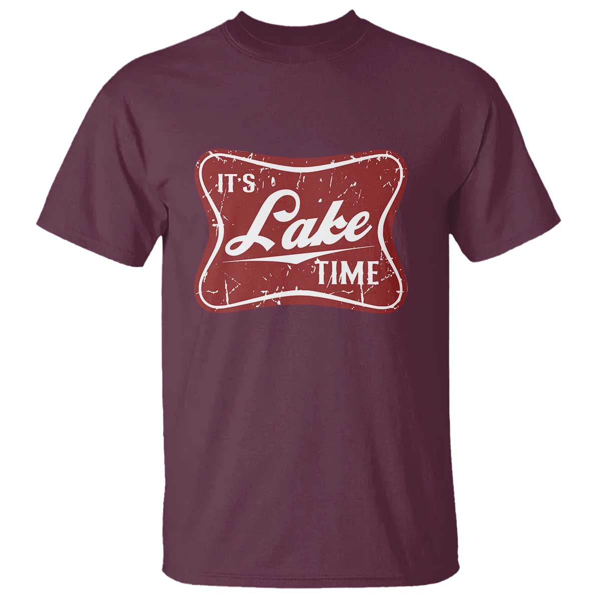 Funny It's Lake Time T Shirt Lake Life Summer Vacation TS11 Maroon Print Your Wear