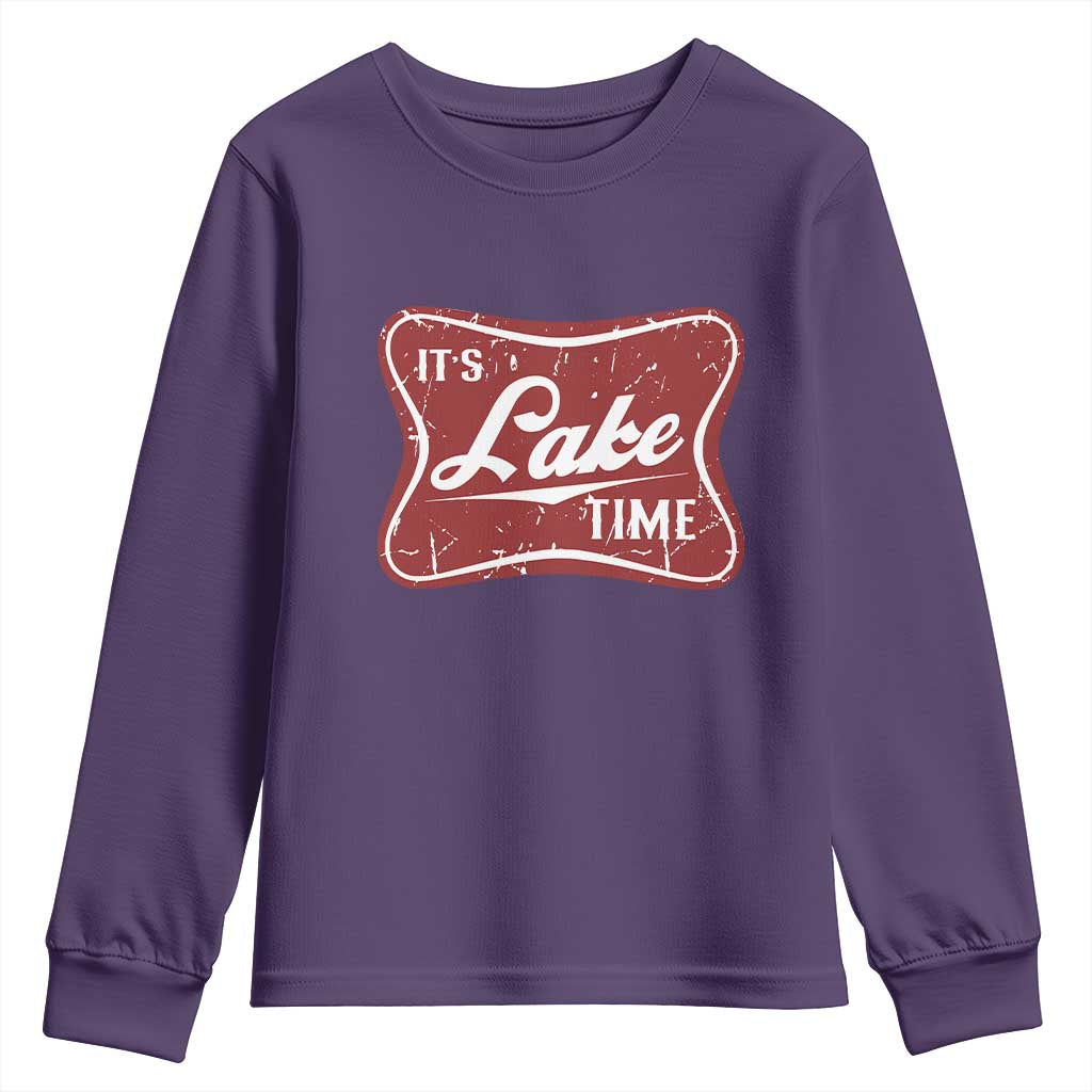 Funny It's Lake Time Youth Sweatshirt Lake Life Summer Vacation TS11 Purple Print Your Wear