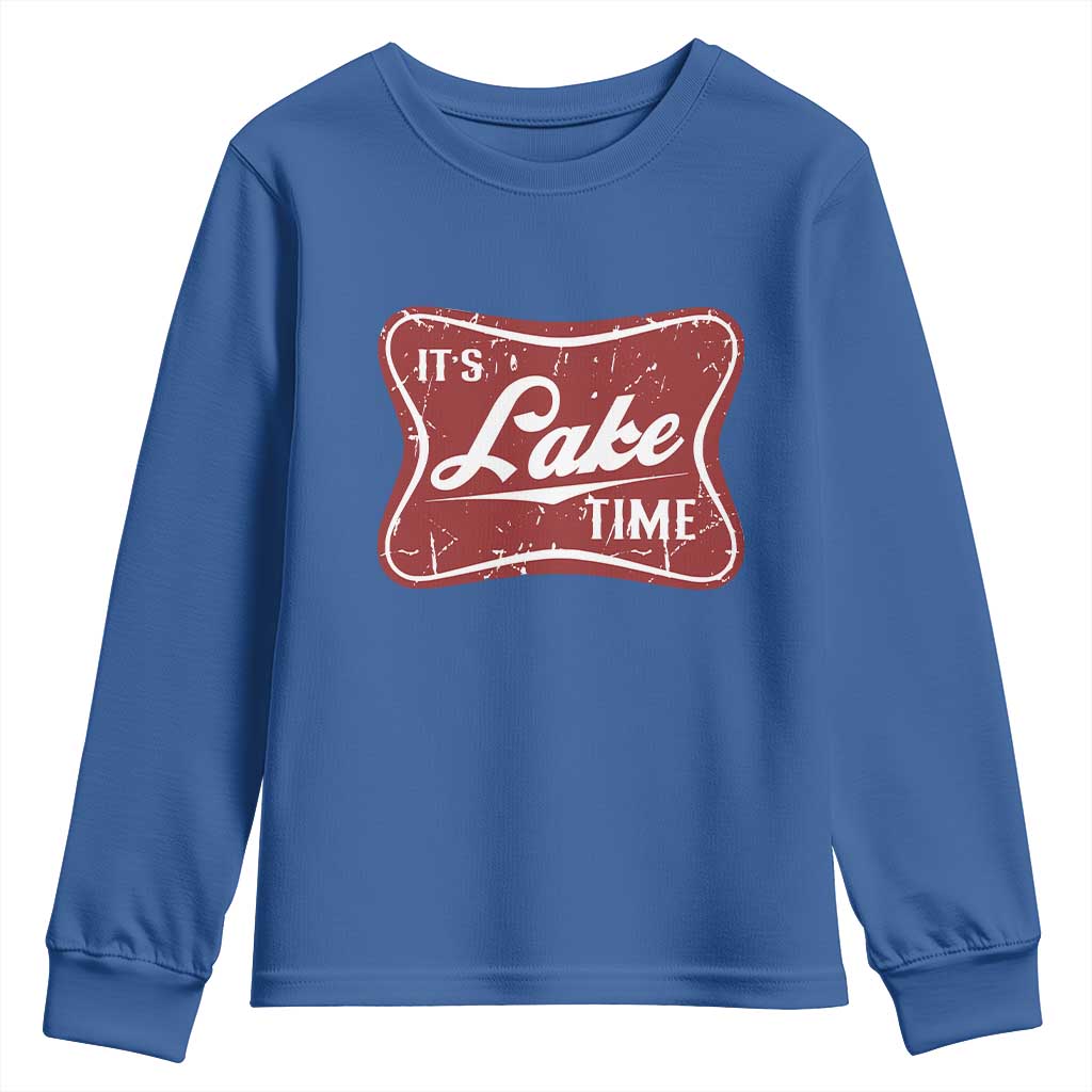 Funny It's Lake Time Youth Sweatshirt Lake Life Summer Vacation TS11 Royal Blue Print Your Wear