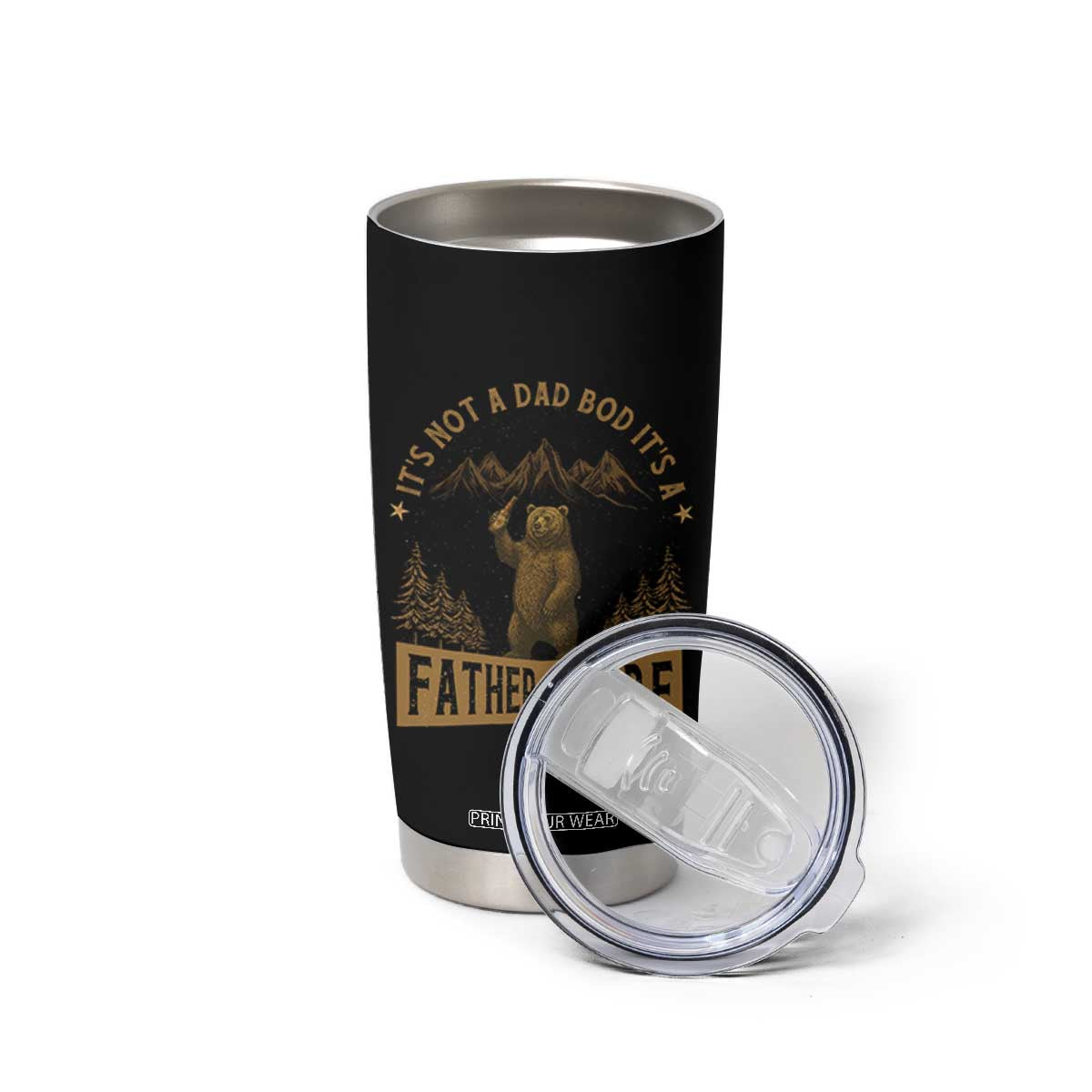 Funny It's Not A Dad Bod It's A Father Figure Tumbler Cup Bear Beer Father's Day TS11 Print Your Wear