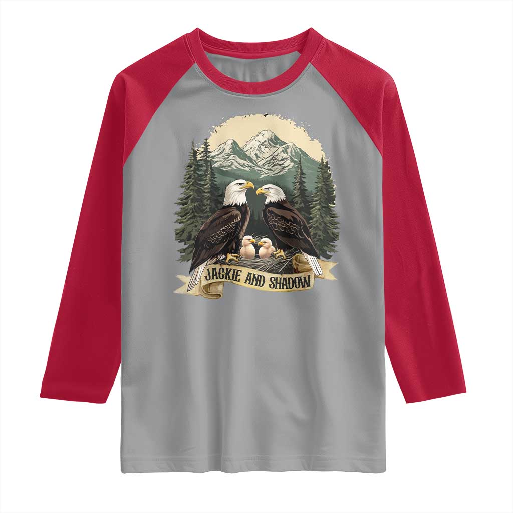 Funny Jackie And Shadow Eagle Family Matching Raglan Shirt Eagle Lover TS11 Sport Gray Red Print Your Wear