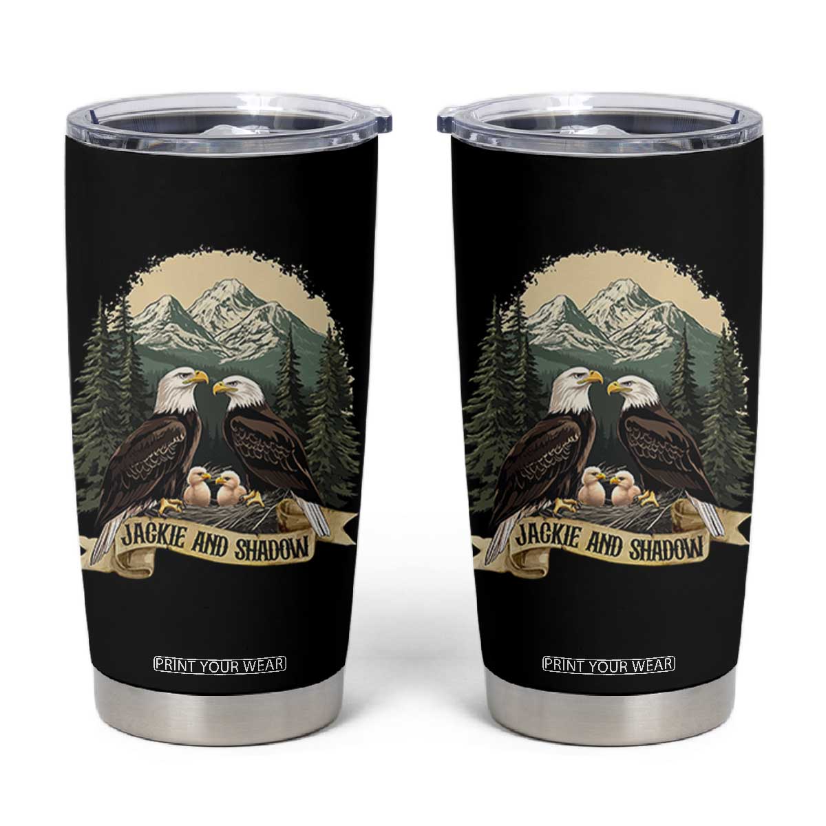 Funny Jackie And Shadow Eagle Family Matching Tumbler Cup Eagle Lover TS11 Black Print Your Wear