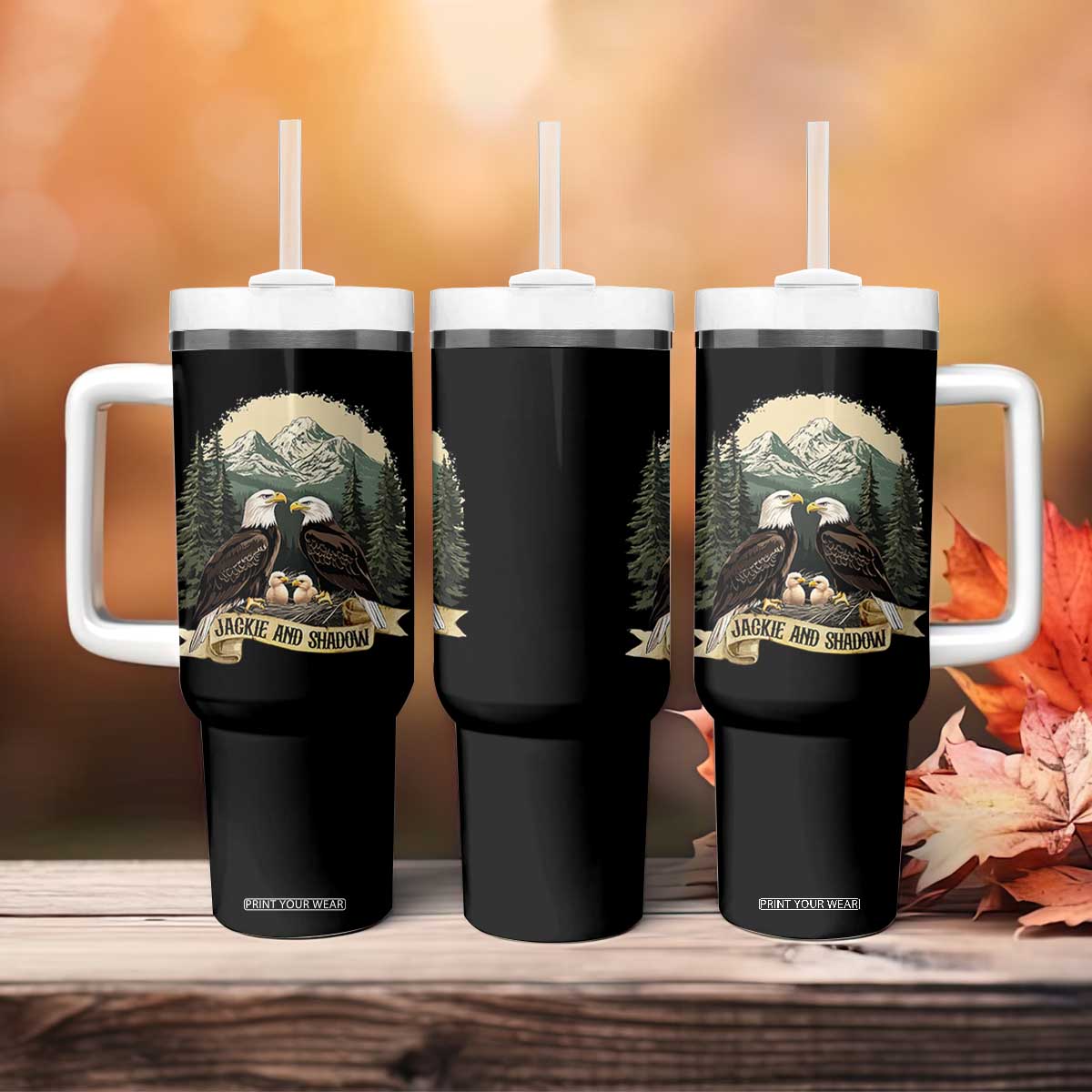 Funny Jackie And Shadow Eagle Family Matching Tumbler With Handle Eagle Lover TS11 Print Your Wear