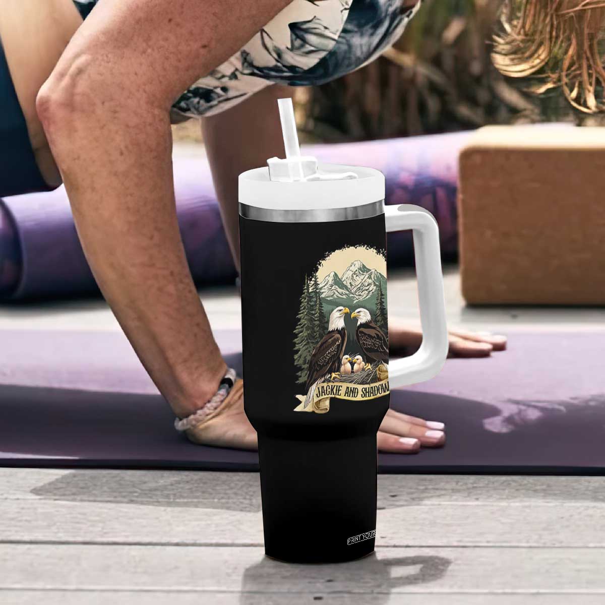 Funny Jackie And Shadow Eagle Family Matching Tumbler With Handle Eagle Lover TS11 Print Your Wear