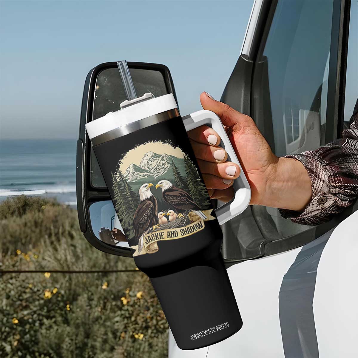 Funny Jackie And Shadow Eagle Family Matching Tumbler With Handle Eagle Lover TS11 Print Your Wear