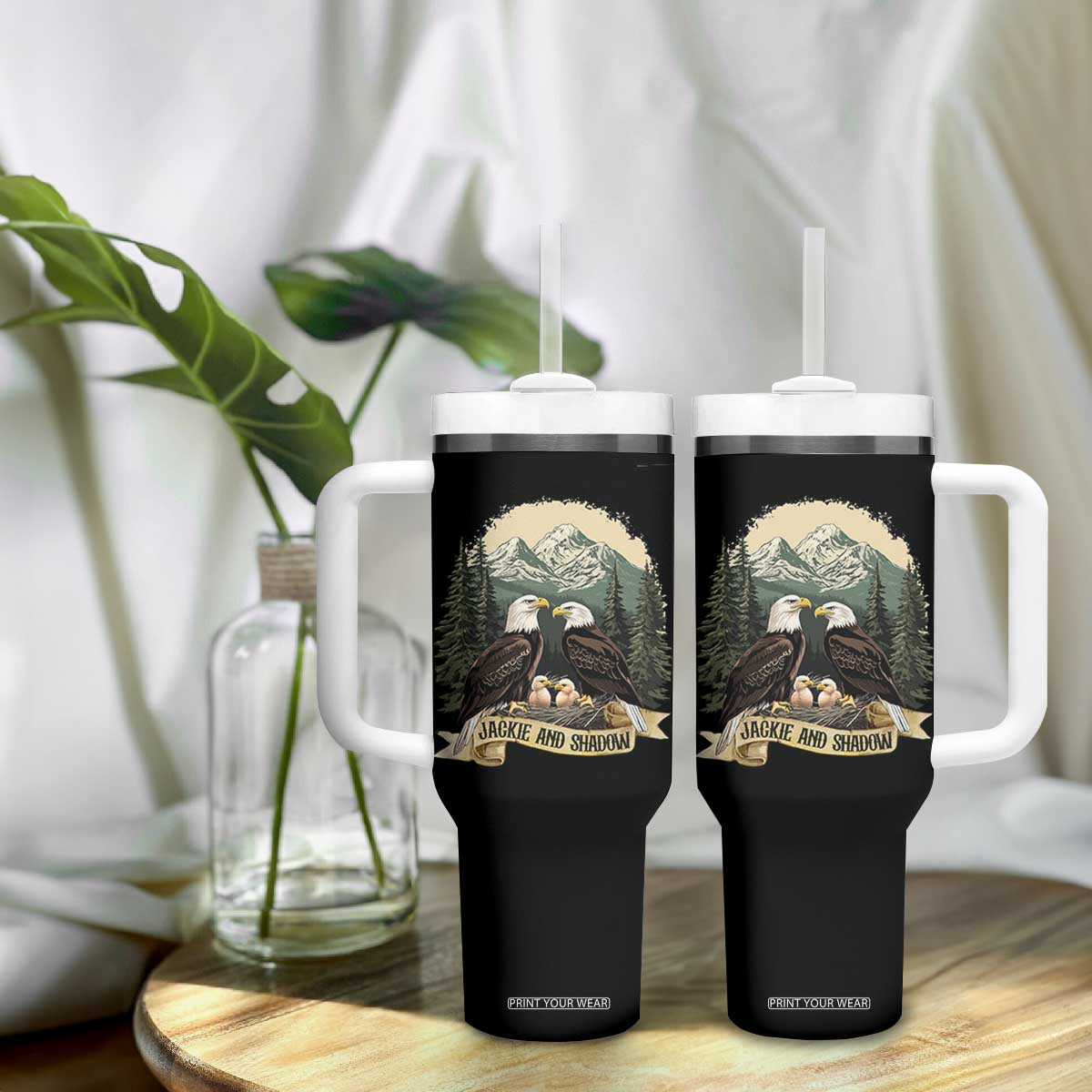 Funny Jackie And Shadow Eagle Family Matching Tumbler With Handle Eagle Lover TS11 Print Your Wear