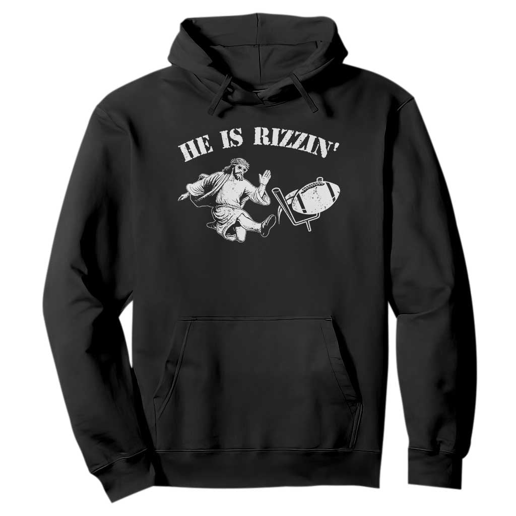 Funny Jesus American Football He Is Rizzin' Meme Hoodie TS11 Black Print Your Wear