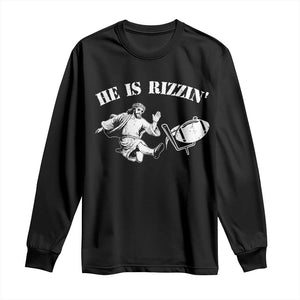 Funny Jesus American Football He Is Rizzin' Meme Long Sleeve Shirt TS11 Black Print Your Wear