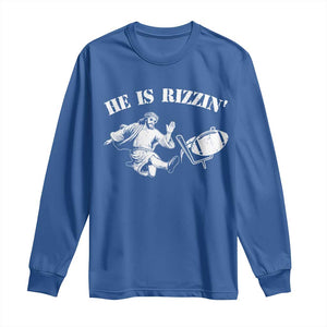 Funny Jesus American Football He Is Rizzin' Meme Long Sleeve Shirt TS11 Royal Blue Print Your Wear