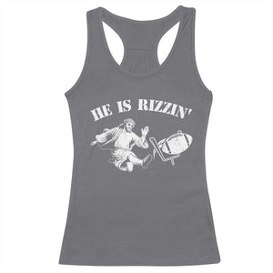 Funny Jesus American Football He Is Rizzin' Meme Racerback Tank Top TS11 Charcoal Print Your Wear
