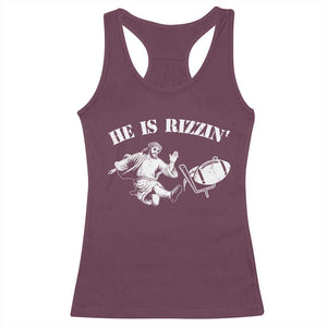 Funny Jesus American Football He Is Rizzin' Meme Racerback Tank Top TS11 Maroon Print Your Wear