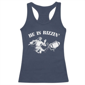 Funny Jesus American Football He Is Rizzin' Meme Racerback Tank Top TS11 Navy Print Your Wear