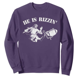 Funny Jesus American Football He Is Rizzin' Meme Sweatshirt TS11 Purple Print Your Wear