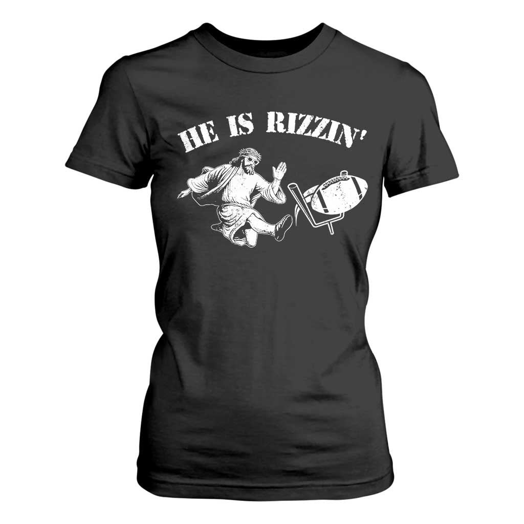 Funny Jesus American Football He Is Rizzin' Meme T Shirt For Women TS11 Black Print Your Wear