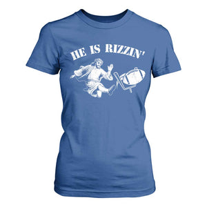 Funny Jesus American Football He Is Rizzin' Meme T Shirt For Women TS11 Royal Blue Print Your Wear