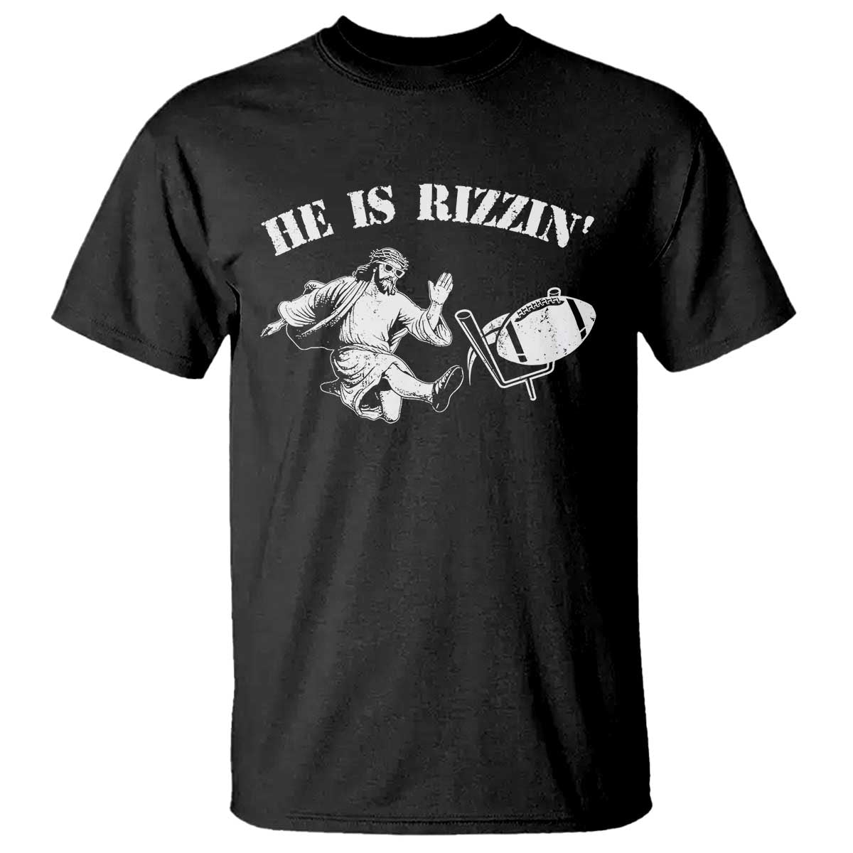 Funny Jesus American Football He Is Rizzin' Meme T Shirt TS11 Black Print Your Wear