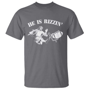 Funny Jesus American Football He Is Rizzin' Meme T Shirt TS11 Charcoal Print Your Wear