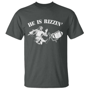 Funny Jesus American Football He Is Rizzin' Meme T Shirt TS11 Dark Heather Print Your Wear