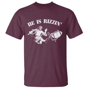 Funny Jesus American Football He Is Rizzin' Meme T Shirt TS11 Maroon Print Your Wear