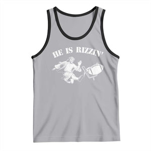 Funny Jesus American Football He Is Rizzin' Meme Tank Top TS11 Athletic Heather Black Print Your Wear