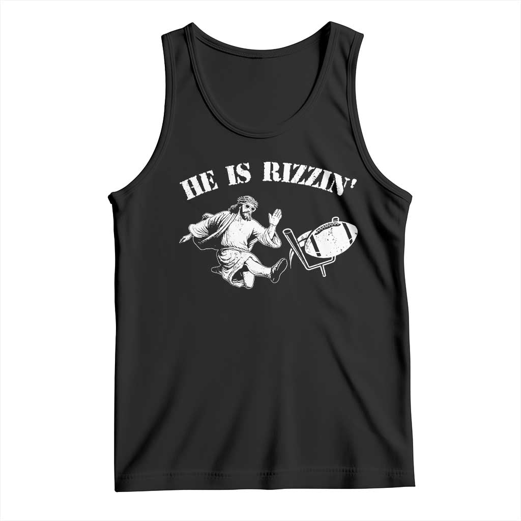 Funny Jesus American Football He Is Rizzin' Meme Tank Top TS11 Black Print Your Wear