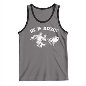 Funny Jesus American Football He Is Rizzin' Meme Tank Top TS11 Deep Heather Black Print Your Wear