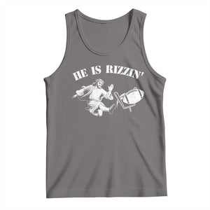 Funny Jesus American Football He Is Rizzin' Meme Tank Top TS11 Deep Heather Print Your Wear