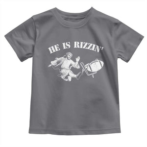 Funny Jesus American Football He Is Rizzin' Meme Toddler T Shirt TS11 Charcoal Print Your Wear