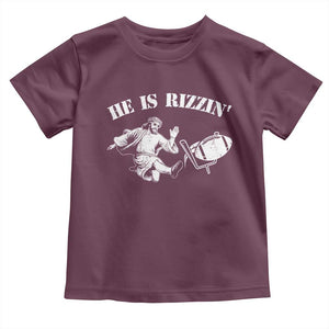 Funny Jesus American Football He Is Rizzin' Meme Toddler T Shirt TS11 Maroon Print Your Wear
