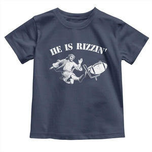 Funny Jesus American Football He Is Rizzin' Meme Toddler T Shirt TS11 Navy Print Your Wear