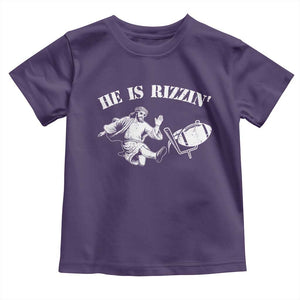 Funny Jesus American Football He Is Rizzin' Meme Toddler T Shirt TS11 Purple Print Your Wear