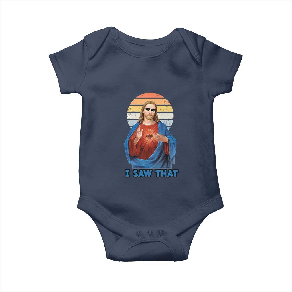 Funny Jesus Baby Onesie I Saw That Christian Religious Meme Retro TS02 Navy Print Your Wear
