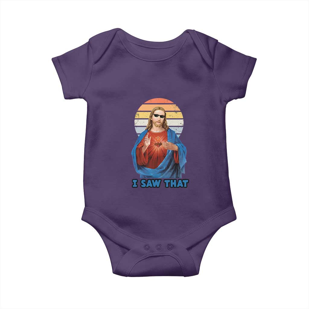 Funny Jesus Baby Onesie I Saw That Christian Religious Meme Retro TS02 Purple Print Your Wear