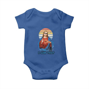 Funny Jesus Baby Onesie I Saw That Christian Religious Meme Retro TS02 Royal Blue Print Your Wear