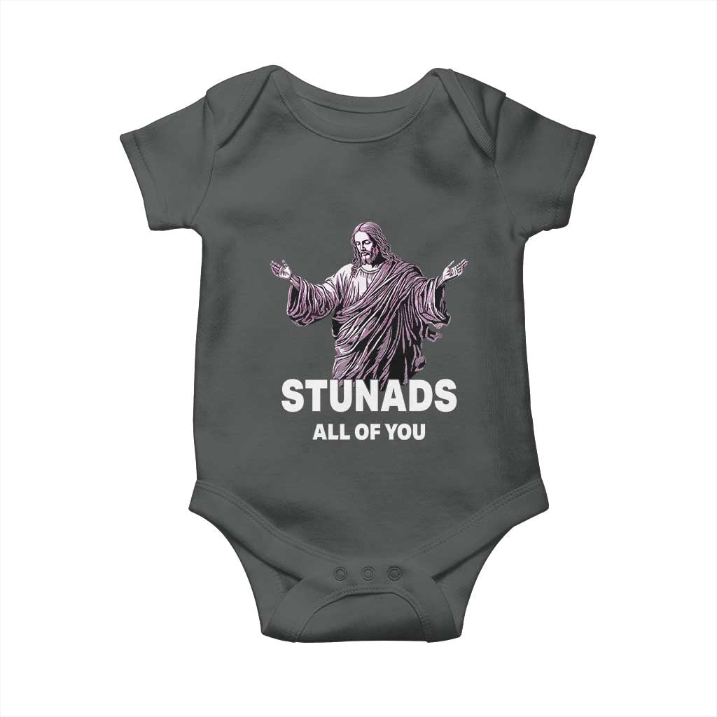 Funny Jesus Baby Onesie Stunads All Of You TS02 Dark Heather Print Your Wear