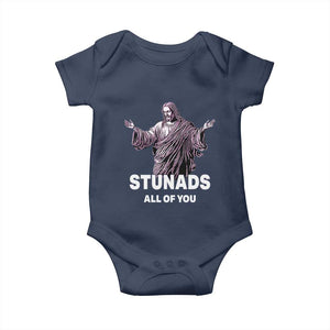 Funny Jesus Baby Onesie Stunads All Of You TS02 Navy Print Your Wear