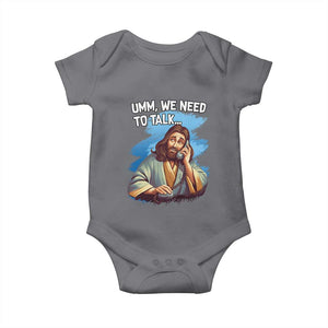 Funny Jesus Baby Onesie We Need To Talk Christian Religious Meme TS02 Charcoal Print Your Wear