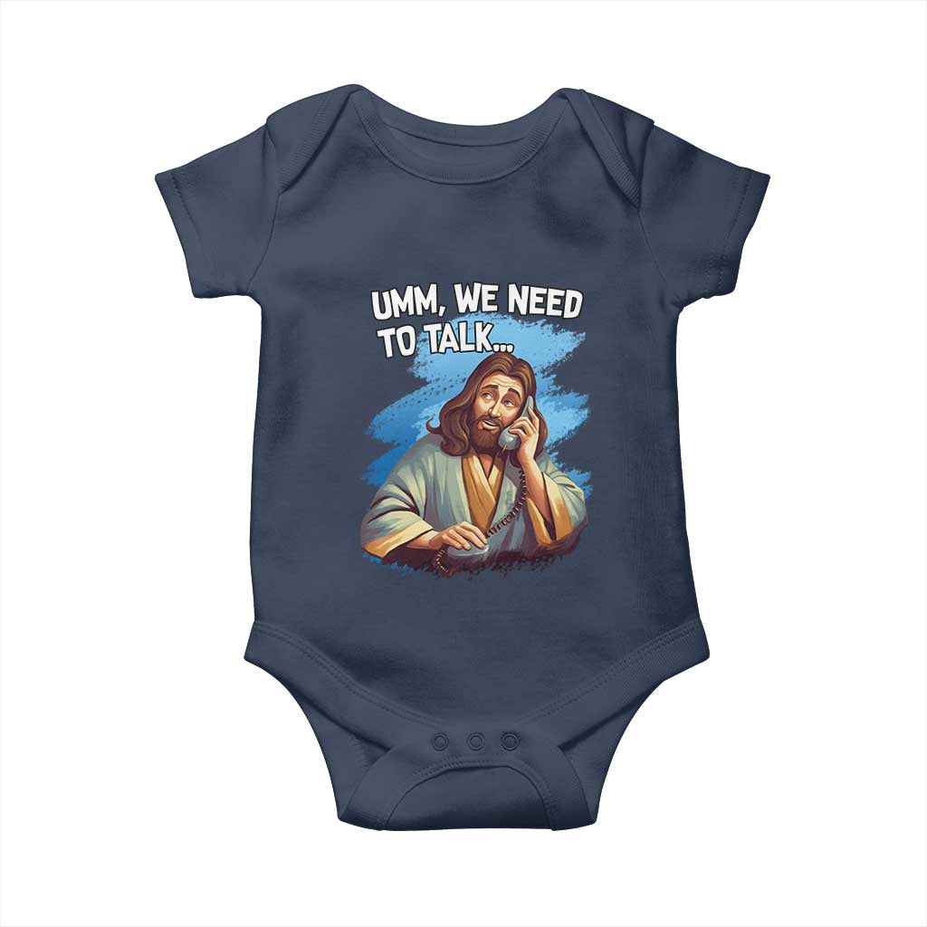 Funny Jesus Baby Onesie We Need To Talk Christian Religious Meme TS02 Navy Print Your Wear