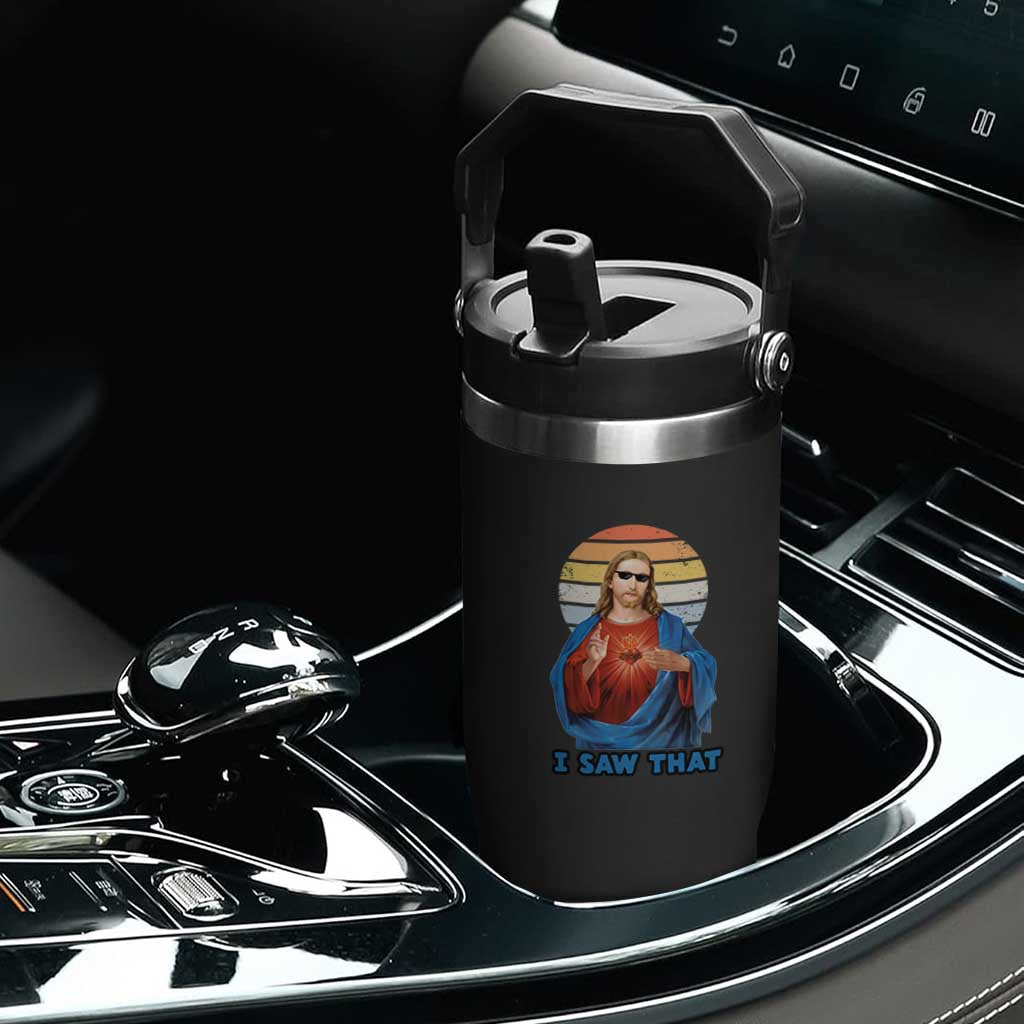 Funny Jesus Flip Straw Tumbler I Saw That Christian Religious Meme Retro TS02 Print Your Wear