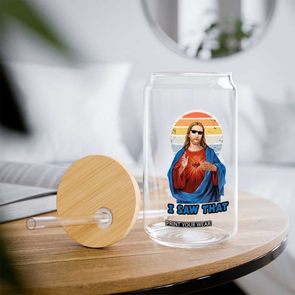 Funny Jesus Glass Can I Saw That Christian Religious Meme Retro TS02 Print Your Wear