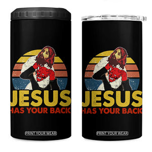 Funny Jesus Satan Meme 4 in 1 Can Cooler Tumbler Has Your Back Jiu Jitsu Retro Religious Christian TS02 One Size: 16 oz Black Print Your Wear