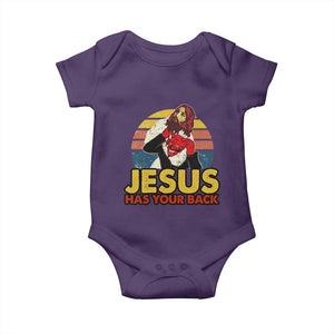 Funny Jesus Satan Meme Baby Onesie Has Your Back Jiu Jitsu Retro Religious Christian TS02 Purple Print Your Wear