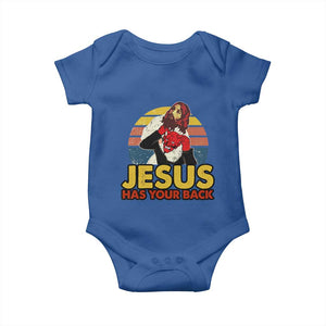 Funny Jesus Satan Meme Baby Onesie Has Your Back Jiu Jitsu Retro Religious Christian TS02 Royal Blue Print Your Wear