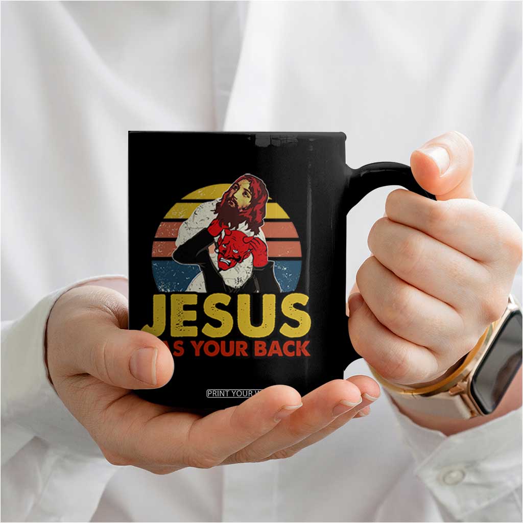 Funny Jesus Satan Meme Coffee Mug Has Your Back Jiu Jitsu Retro Religious Christian TS02 Print Your Wear