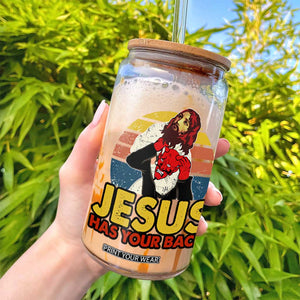 Funny Jesus Satan Meme Glass Can Has Your Back Jiu Jitsu Retro Religious Christian TS02 Print Your Wear