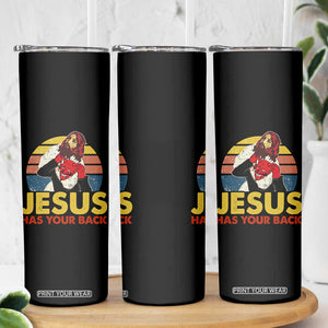 Funny Jesus Satan Meme Skinny Tumbler Has Your Back Jiu Jitsu Retro Religious Christian TS02 Print Your Wear