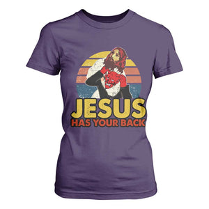 Funny Jesus Satan Meme T Shirt For Women Has Your Back Jiu Jitsu Retro Religious Christian TS02 Purple Print Your Wear