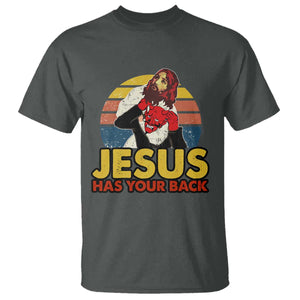 Funny Jesus Satan Meme T Shirt Has Your Back Jiu Jitsu Retro Religious Christian TS02 Dark Heather Print Your Wear